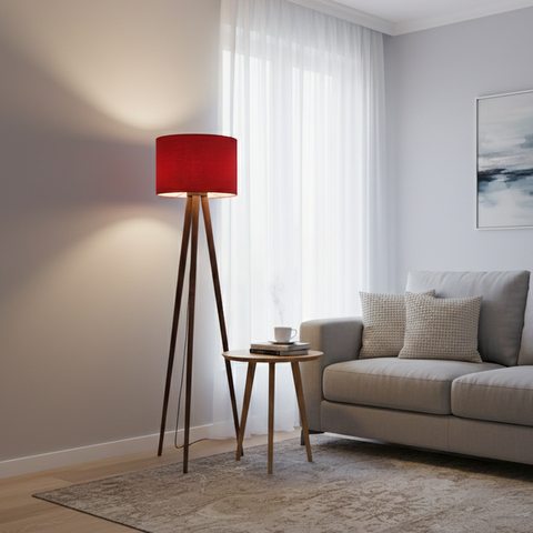 Boho Red Tripod Floor Lamp