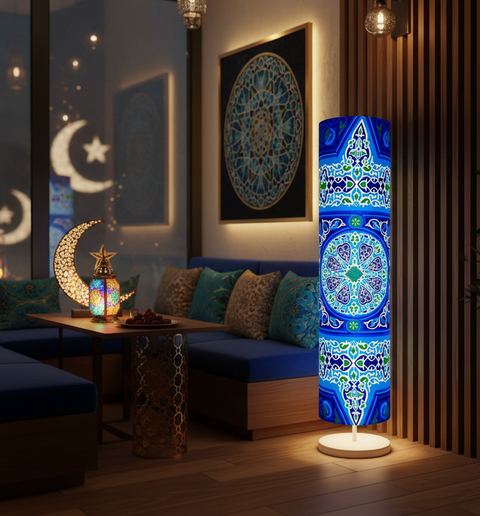 Printed Cylindrical Shade Floor Lamp
