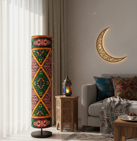 Printed Cylindrical Shade Floor Lamp