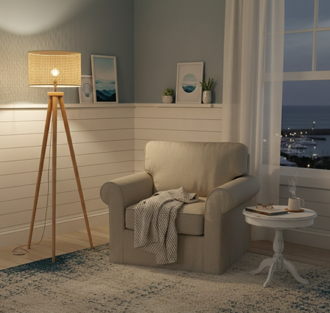 Modern Beige Tripod Floor Lamp