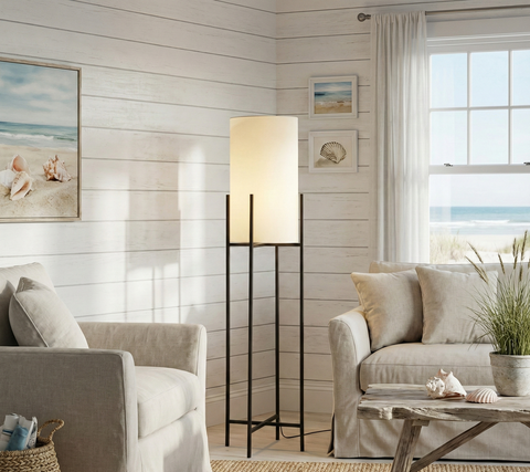 White Cotton Shade Floor Lamp