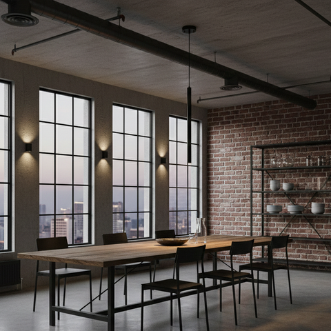 Single Black Cylinder Pendant