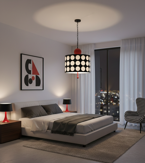 Modern Black And Red Shade Pendant