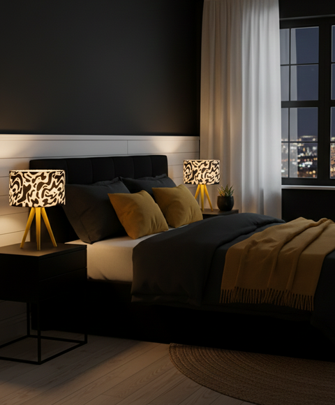 Tripod  Printed Shaded Table Lamp