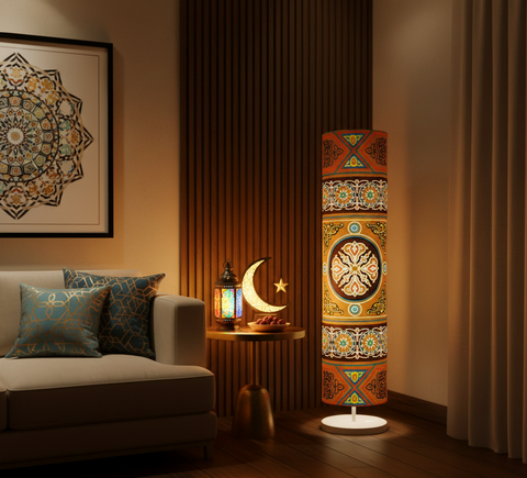 Printed Cylindrical Shade Floor Lamp