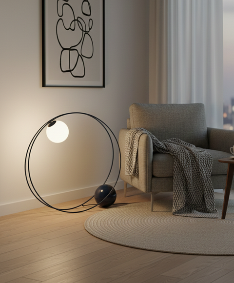 Artistic Navy Blue Floor Lamp