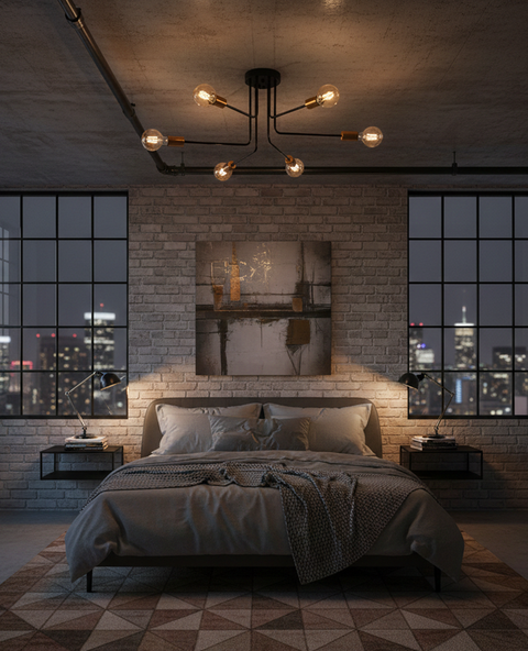 Industrial Black Branched Chandelier