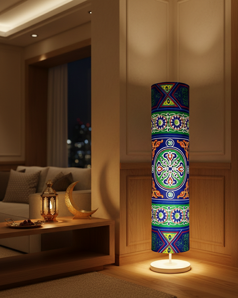 Printed Cylindrical Shade Floor Lamp