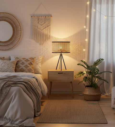 Boho Black Table Lamp