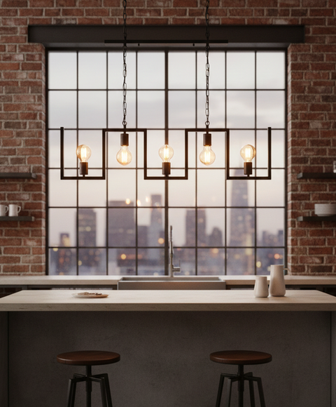 Industrial Black Track Chandelier