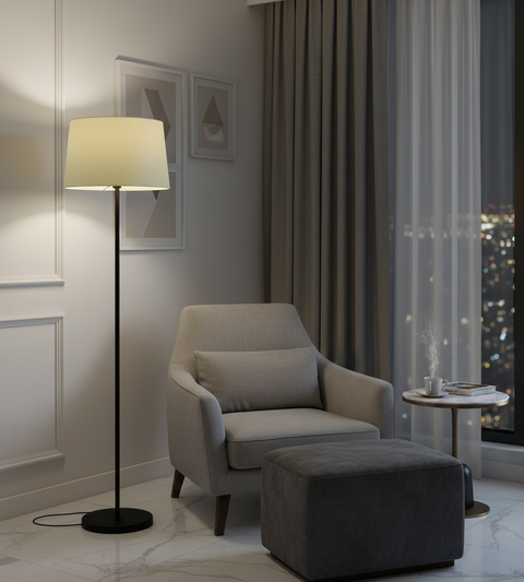 Modern Pistage And Black Torchiere