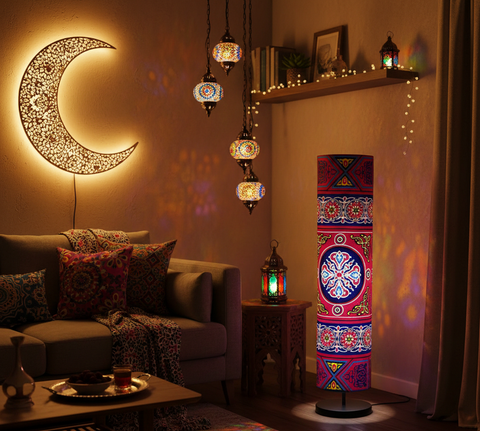 Printed Cylindrical Shade Floor Lamp