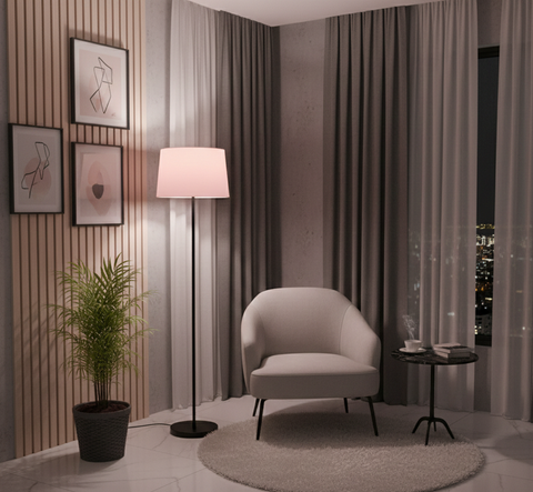 Modern Powder Pink And Black Torchiere