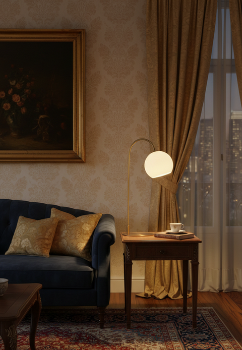 Sleek Curved Gold Table Lamp