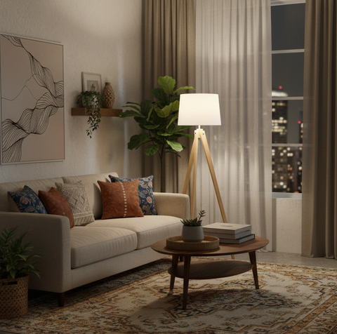 Minimal White Tripod Floor Lamp