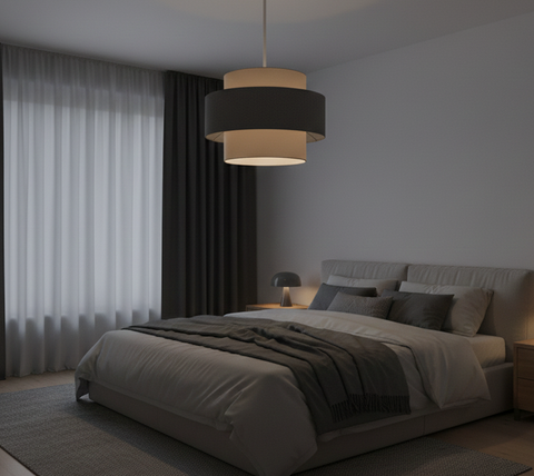 Contemporary Modren Beige & Texture velvet Shaded Pendant