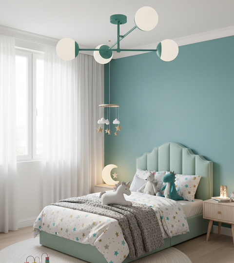 Modern Turquoise Branched Chandelier