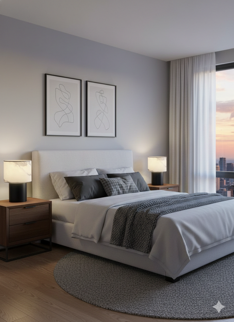 Modern White & Black Table Lamp