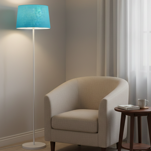 Modern White And Blue Torchiere