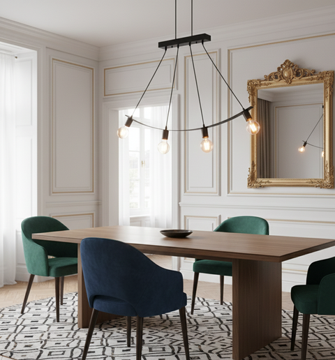 Industrial Black Track Chandelier