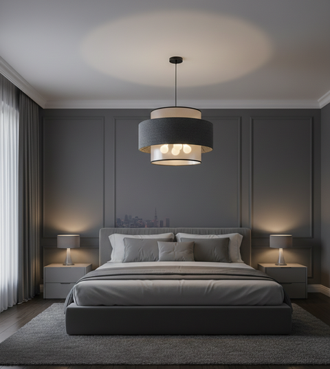 Ceiling Gray Linen Single Pendant