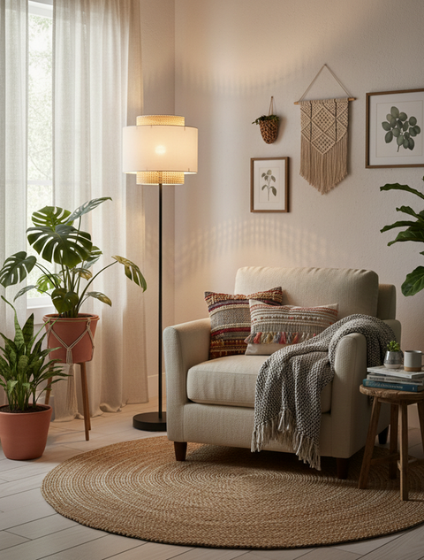Boho Beige  Floor Lamp