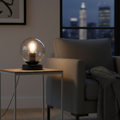 Black Glass Ball Table Lamb