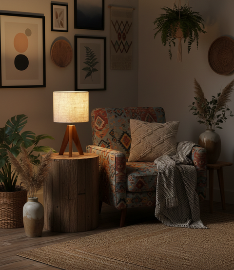 Tripod Shaded Table lamp