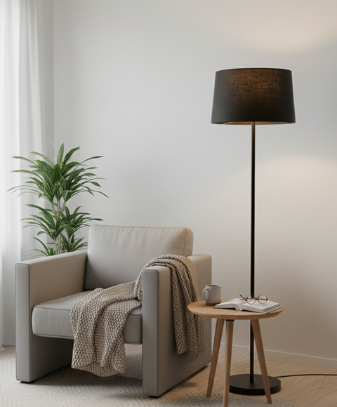 Modern All Black Torchiere