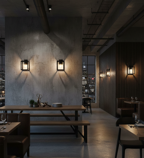 Industrial Black Frame Wall Light