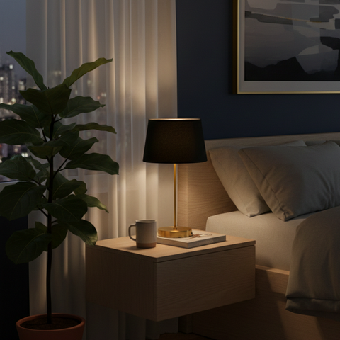 Modern Gold Table Lamp Black Shade