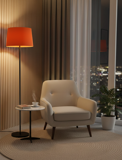 Modern Orange And Black Torchiere