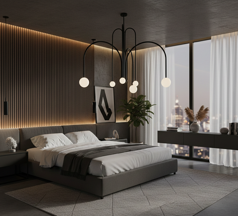 Modern Black Branched Chandelier