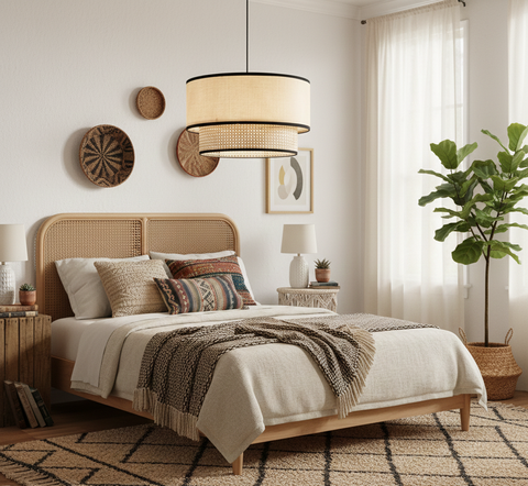 Modern Rattan Single Pendent