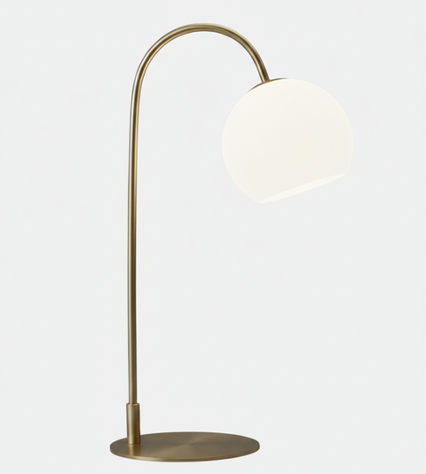 Sleek Curved Gold Table Lamp