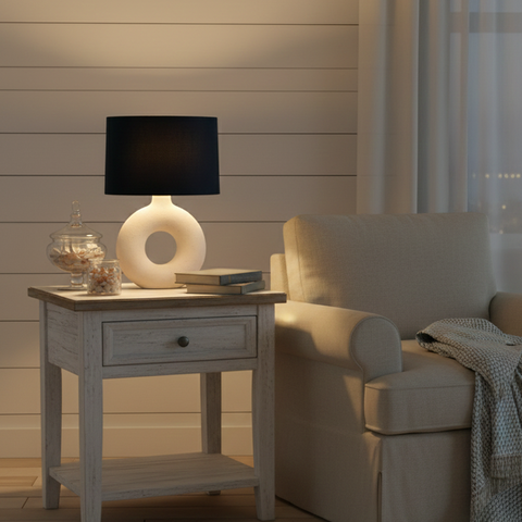 Boho Navy Shaded Table Lamp