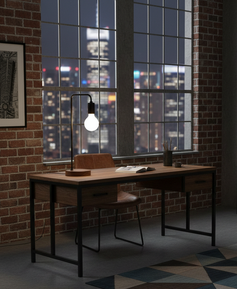 Industrial Brown and Black Table Lamp