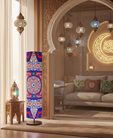 Printed Cylindrical Shade Floor Lamp