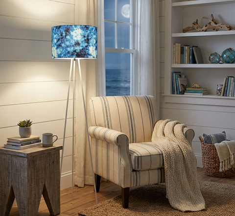 Printed Shade Tripod  Floor Lamp