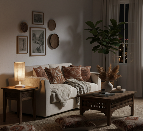 Modern Burlap Table Lamp
