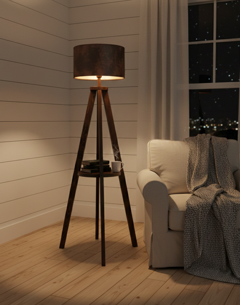 Modern Brown Tripod Floor Lamp