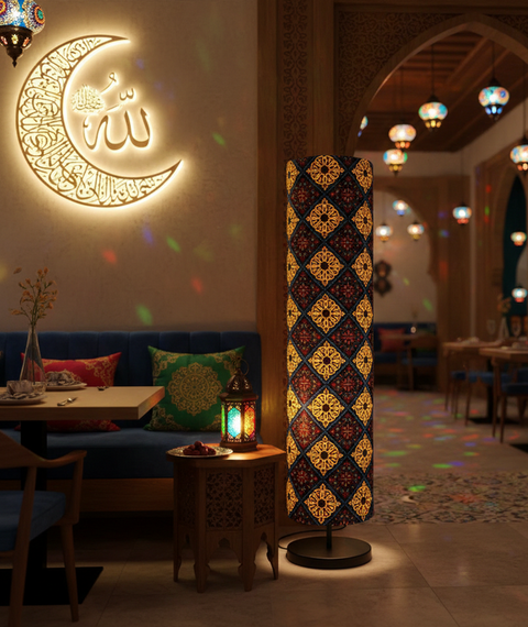 Printed Cylindrical Shade Floor Lamp