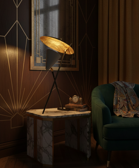 Contemporary Gold & Grey Table Lamp