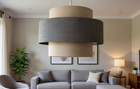 Contemporary Modren Beige & Texture velvet Shaded Pendant