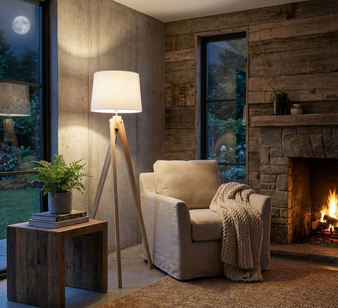 Minimal White Tripod Floor Lamp