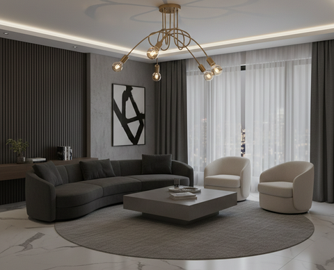 Industrial Gold Branched Chandelier