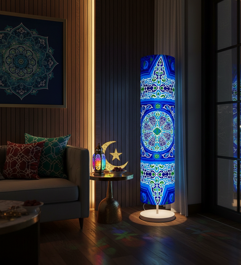 Printed Cylindrical Shade Floor Lamp