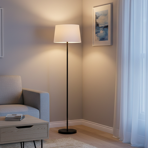 Modern White And Black Torchiere