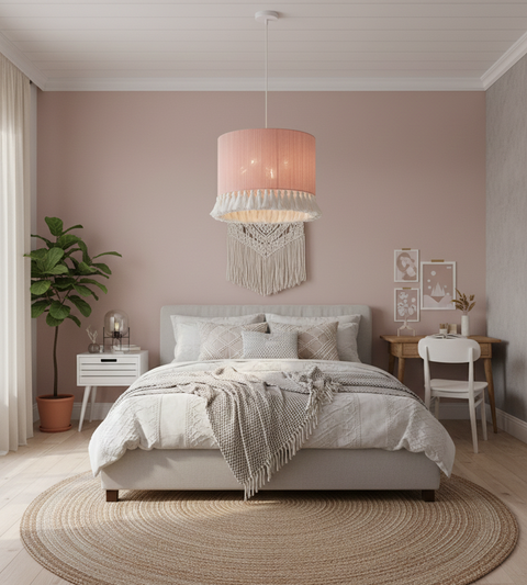 Boho Pink & White  Pendent