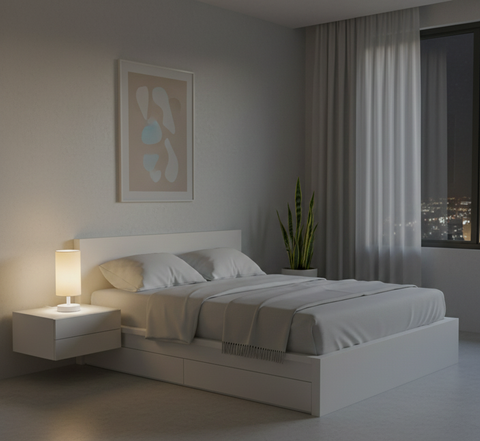 Modern Light Beige Cylinder Table Lamp